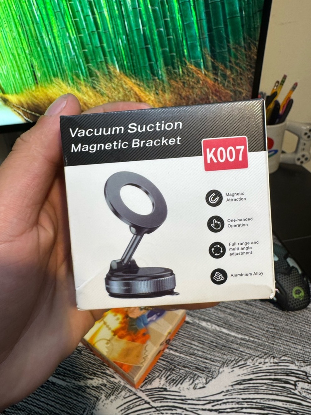 K007 Vacuum Suction Magnetic Bracket - Black & Silver